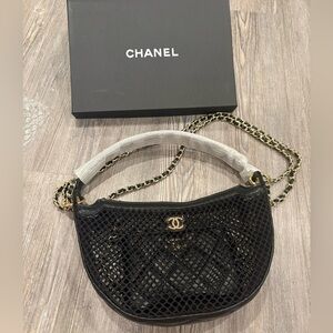 Chanel Black Mesh Shoulder Bag with a Mini Pouch GWP item